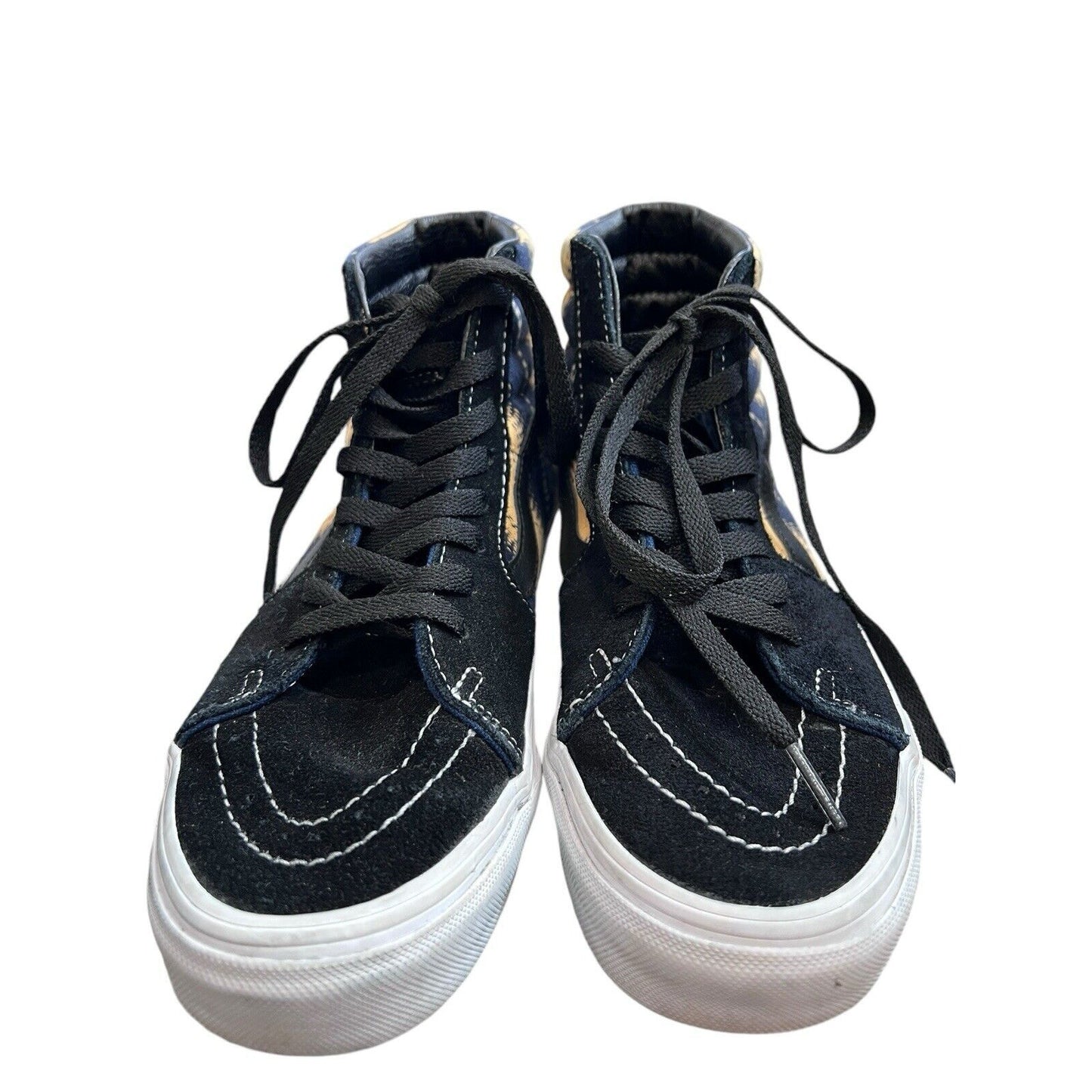 VANS SK8-HI (Denim Stripes) Black/True White Size 6.5 Mens 8 Women’s