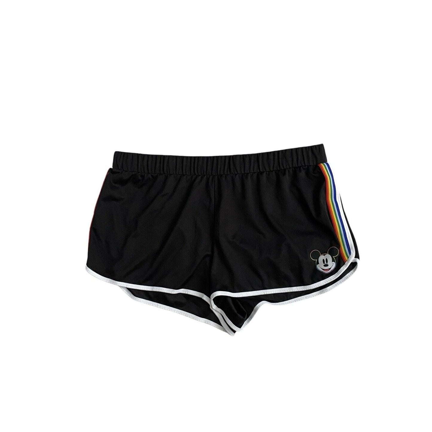 Size 3X Disney Womens Black Mickey Mouse Rainbow Trim Shorts Running