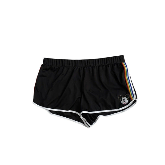 Size 3X Disney Womens Black Mickey Mouse Rainbow Trim Shorts Running