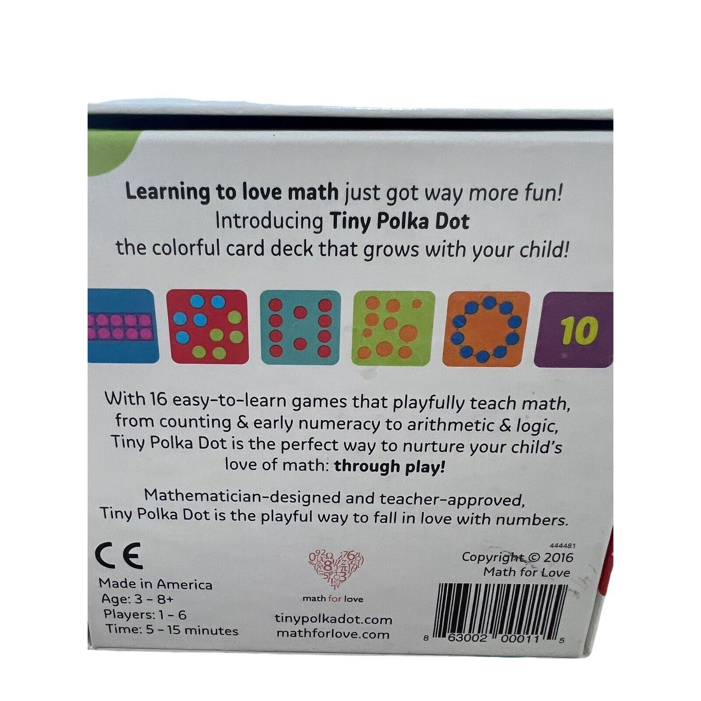 Tiny Polka Dot Math Literacy Game Math for Love Complete Ages 3-8 Homeschool
