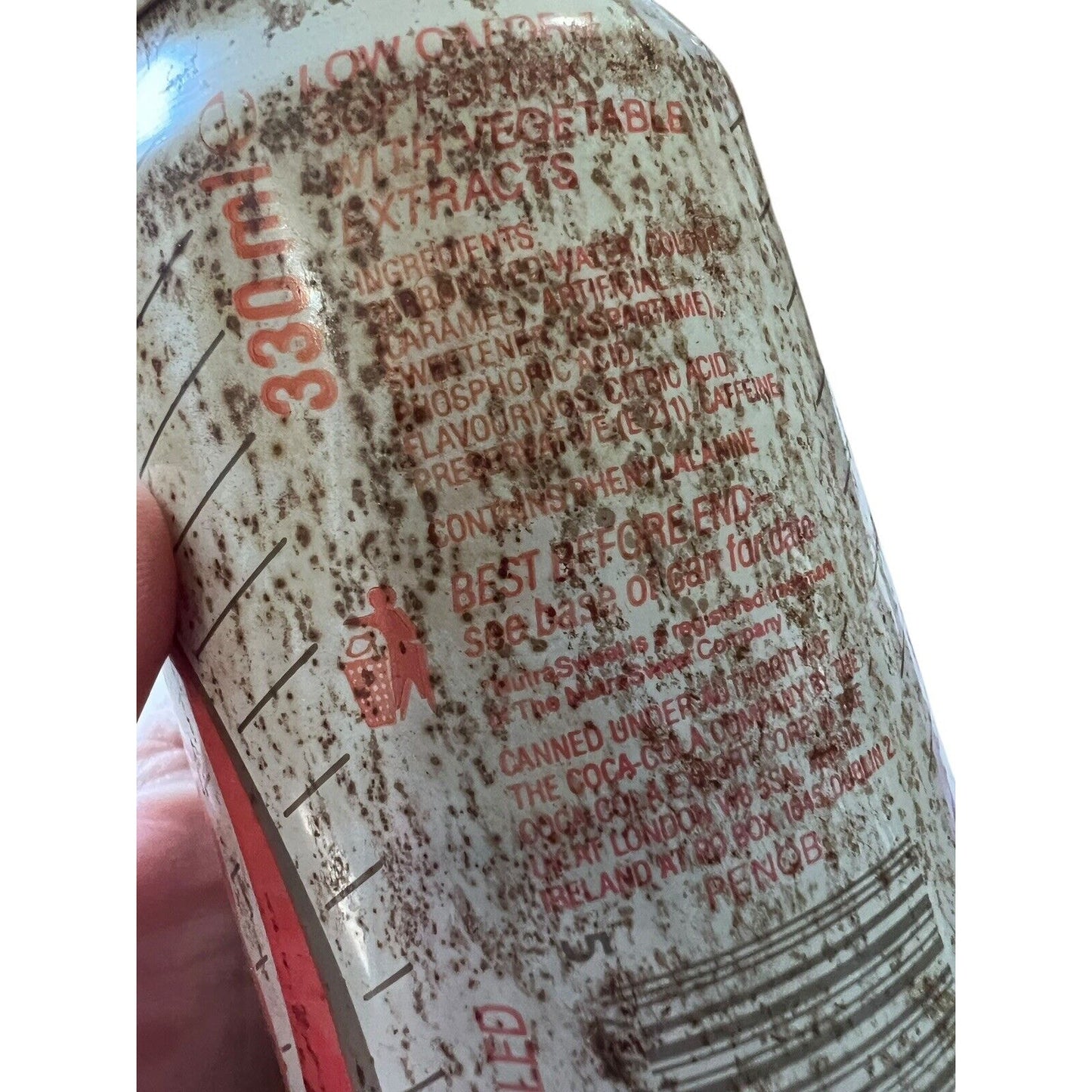 Vintage 1989 Diet Coke Can UK Empty Coca Cola With NutraSweet International Rust