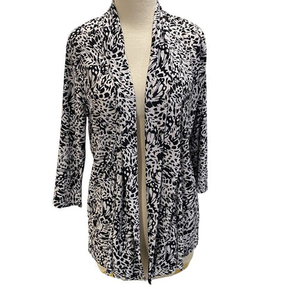 Emily Daniels Black White Cardigan Open Sparkles Size Small