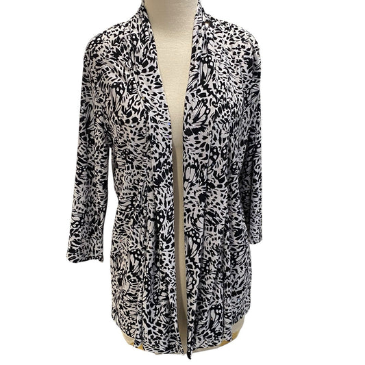 Emily Daniels Black White Cardigan Open Sparkles Size Small