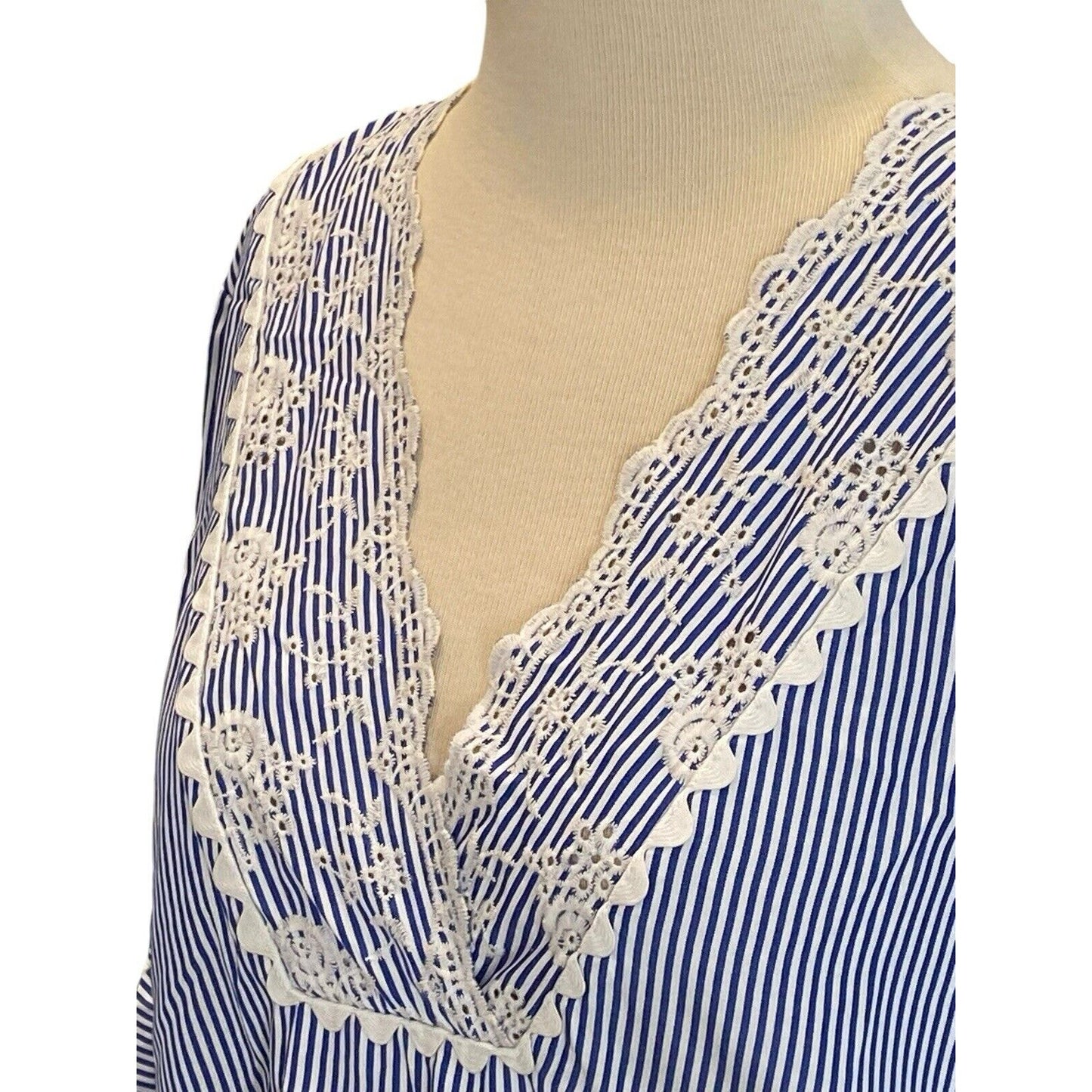 Size Small Laundry by Shelli Segal Womens Coastal Preppy Striped Dress Lace