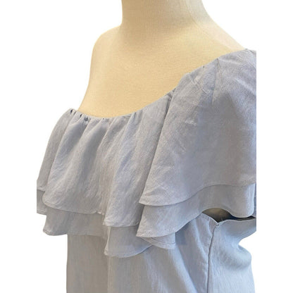 Size Medium Vestique Blue One Shoulder Ruffled Women's Dress NWT
