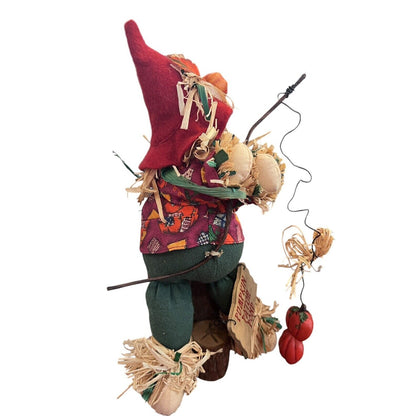 Scarecrow Table Top Decor Pumpkin Patch Pond Fishing Halloween Figure