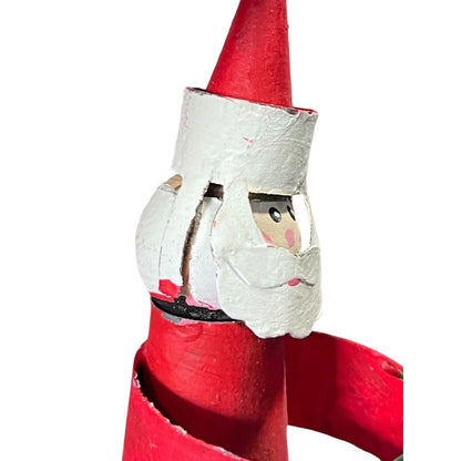 Metal Santa Claus Christmas Ornament Bell Holding Tree Holiday Craft Painted