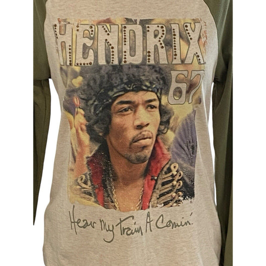 XS JIMI HENDRIX Studded Raglan Long Sleeve T-Shirt “Hear My Train A Comin”