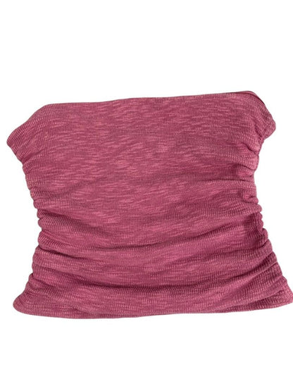 Size XS Free People Mauve Womens Tube Top Cropped Ruched Sides