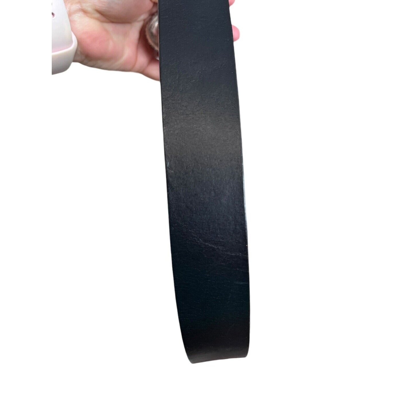 Size Large Black Western Wide Leather Belt Horse Silvertone Buckle