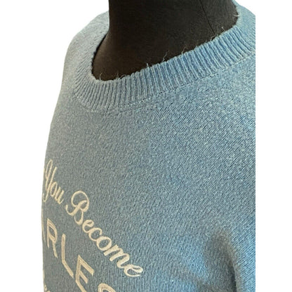 Size Medium Bershka Pulliver Sweater Blue White “once You Become Fearless…”