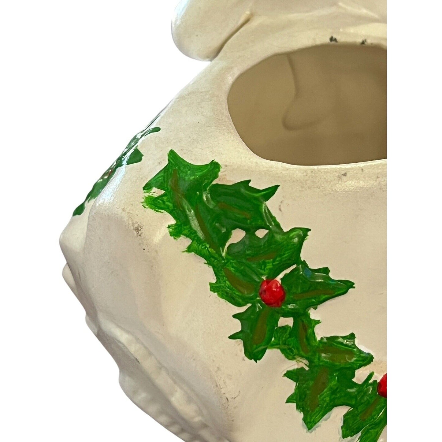 Vintage HOLLY GIRL Christmas Figurine Vase Large Planter 7x6x5 Handpainted