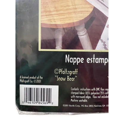 Bucilla Stamped Embroidery Kit 84569 Pfaltzgraff Snow Bear Tablecloth 52x70