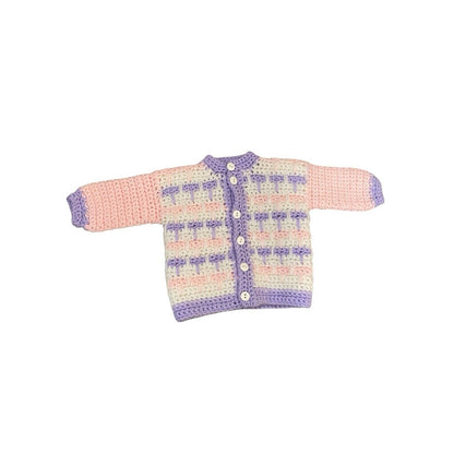 Vintage Handmade Pastel Baby Sweater Cardigan Striped Button
