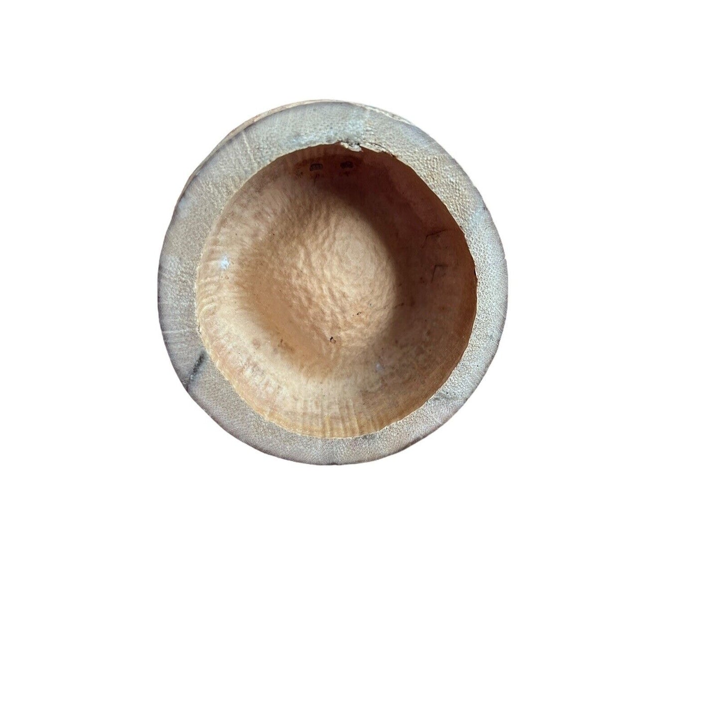 LARGE Vintage Hand Carved Wooden Bamboo Dry Flower Vase 8” Natural