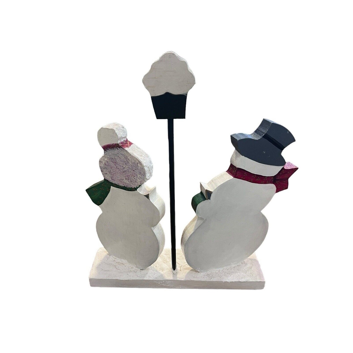 Christmas Decor Santa Snowman Woman Wooden Cut Out Hand Painted Folk Art Whimsy