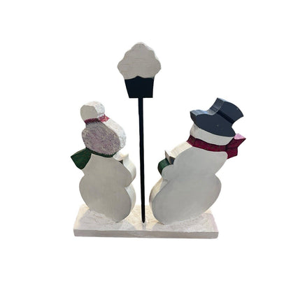 Christmas Decor Santa Snowman Woman Wooden Cut Out Hand Painted Folk Art Whimsy