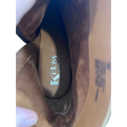 Size 9 Korks Tan Leather Burnished Toe Booties Side Zipper Cowgirl