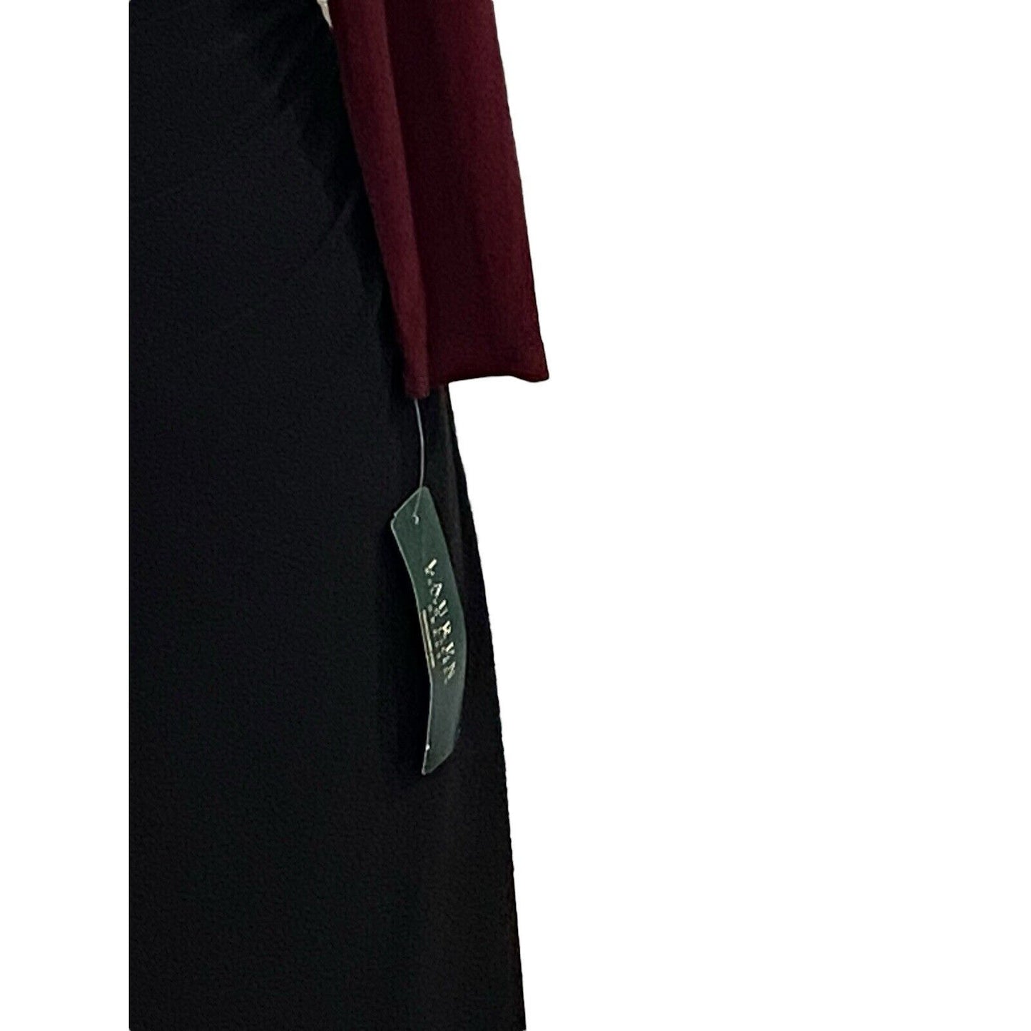 Size 4 Ralph Lauren Dress Black Garnet Color Block Slinky Ruched NWT