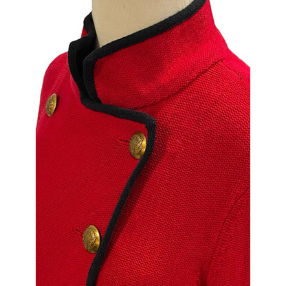 Small Ralph Lauren Military Sweater Women's Red Double Breasted Gold Buttons