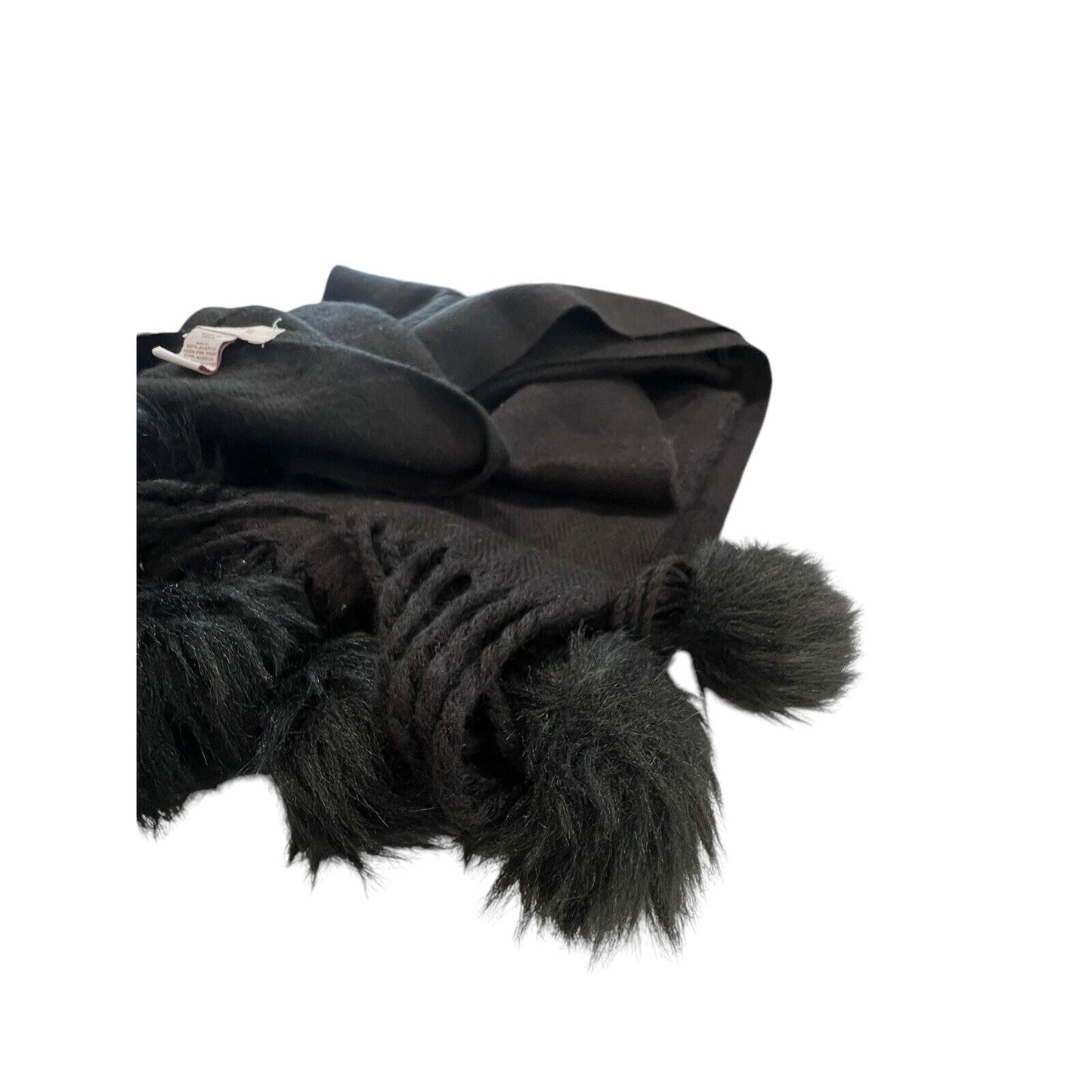 Chico Black Scarf Soft Pompoms Acrylic Large 24” Wide 72” Long