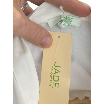 Jade Melody Tam Ivory Short Flutter Sleeve Top NEW XS Cream