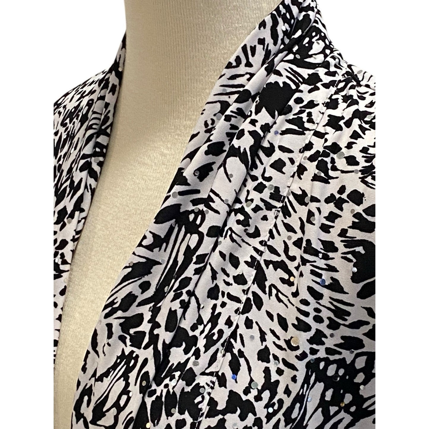 Emily Daniels Black White Cardigan Open Sparkles Size Small
