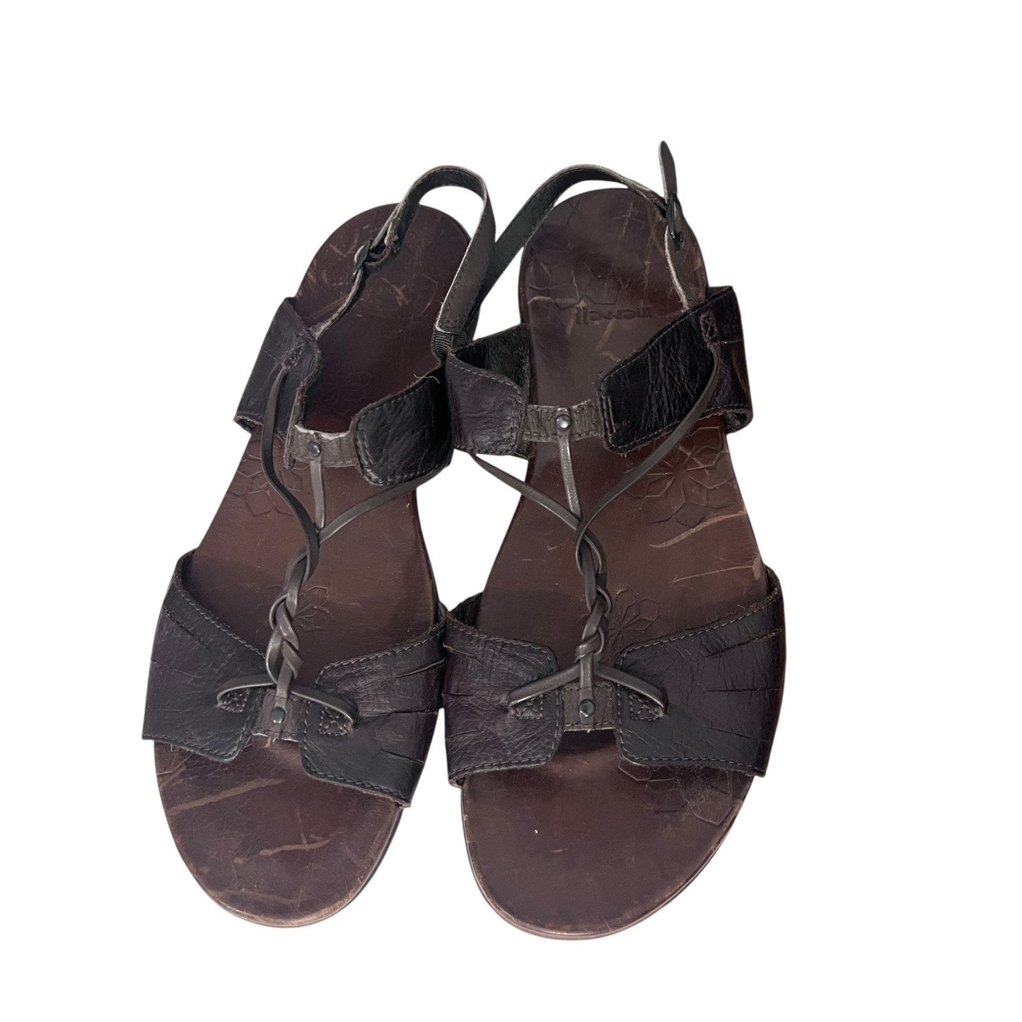 Women's Merrell Micca Brown Leather Sandal Shoes Size 11 Strappy Gorpcore