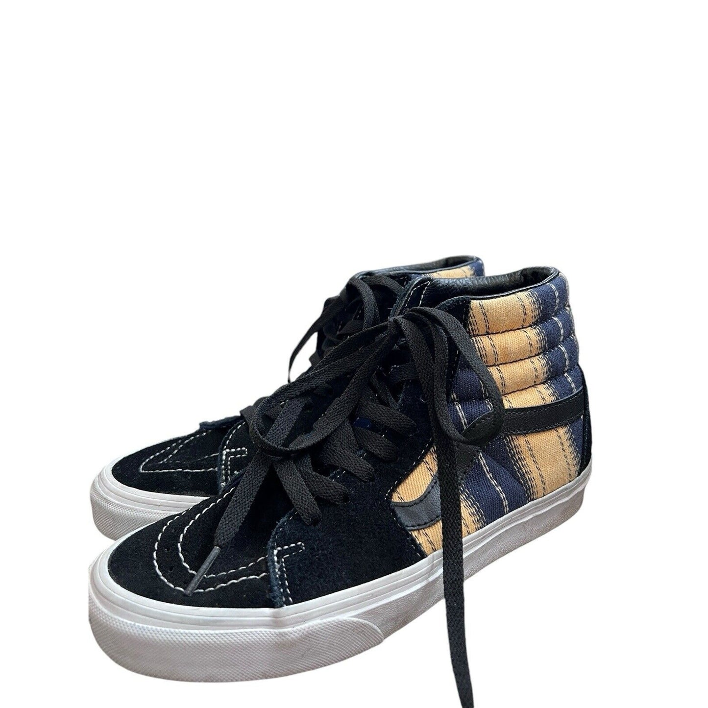 VANS SK8-HI (Denim Stripes) Black/True White Size 6.5 Mens 8 Women’s