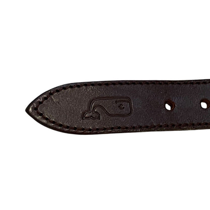 26 Vineyard Vines Whale Fabric Leather Belt Mens Classic Blue