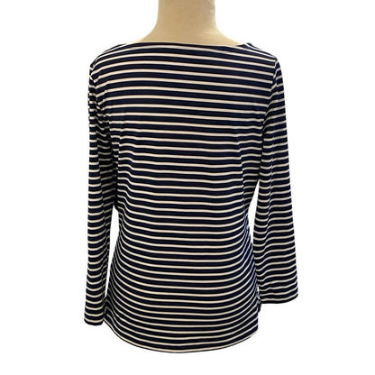 Small Vineyard Vines Sankaty Boatneck Striped Navy White Performance Fabric