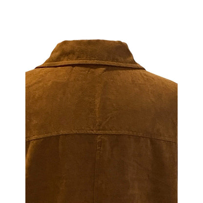 Size Large Duck Head Button Down Jacket Shacket Womens Front Pockets Brown Suede