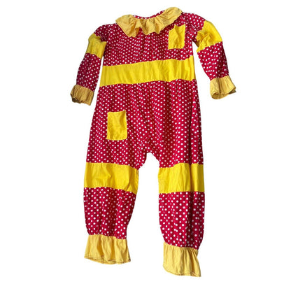 Vintage Homemade Handmade Kids Clown Costume Polka Dots Red Yellow