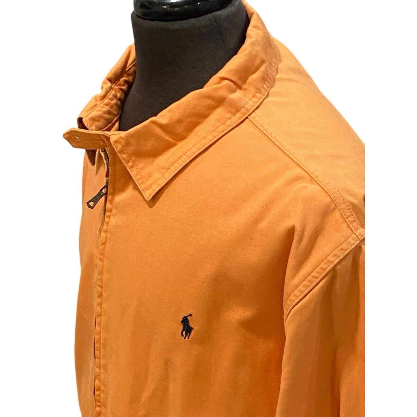 VINTAGE Polo Ralph Lauren Jacket Mens XL Zip Up Bomber Coat Jacket Logo Orange