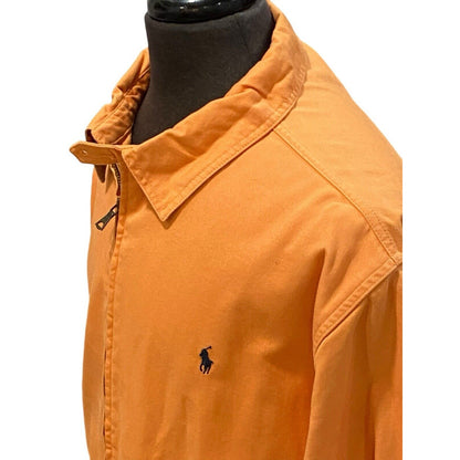 VINTAGE Polo Ralph Lauren Jacket Mens XL Zip Up Bomber Coat Jacket Logo Orange