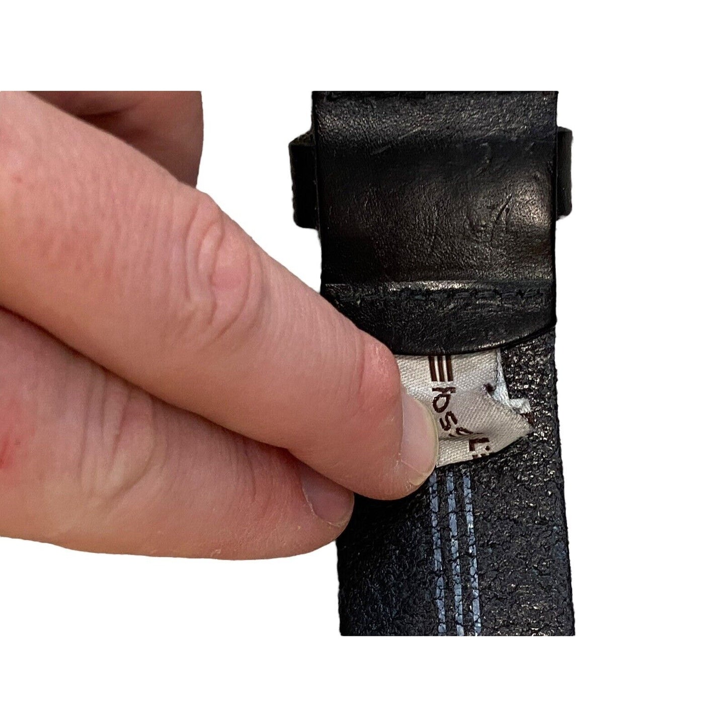 Fossil Black Leather Belt Size 42 Adjustable Wear On Leather And Buckle