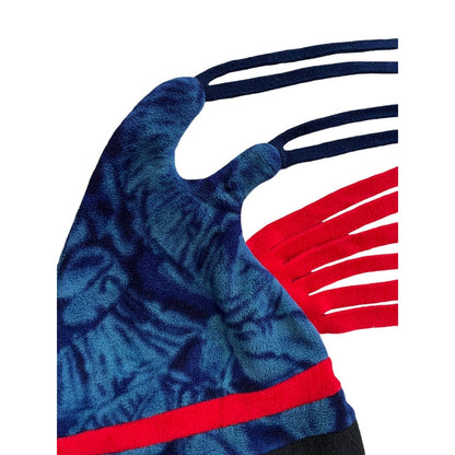 Vintage Streamer Fleece Tails Hat Cap Snowboard Ski Blue & Red Tie Dye USA