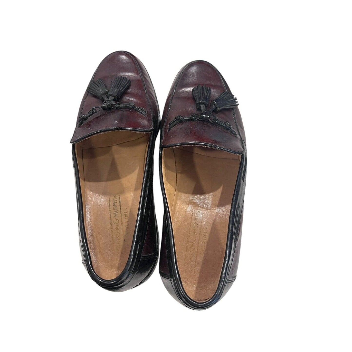 Johnston Murphy Loafers Brown Black Leather Tassel Slip On Shoes Size 8.5M