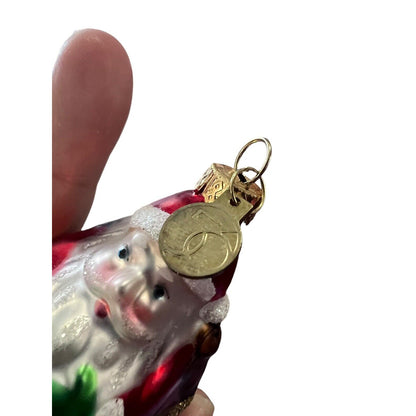 Dept 56 Blown Glass Christmas Ornament Santa Claus Sleigh Set Of Two 2.5”