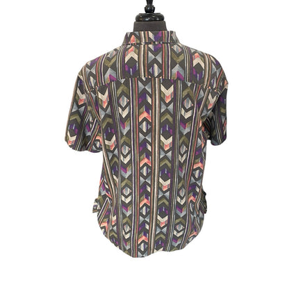 Tommy Bahama Button Up Shirt Mens XL Island Zone Silk Blend Short Sleeve Geometr