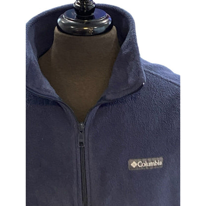 Columbia Vest Mens L Navy Full Zip Fleece Soft Blue Outdoors