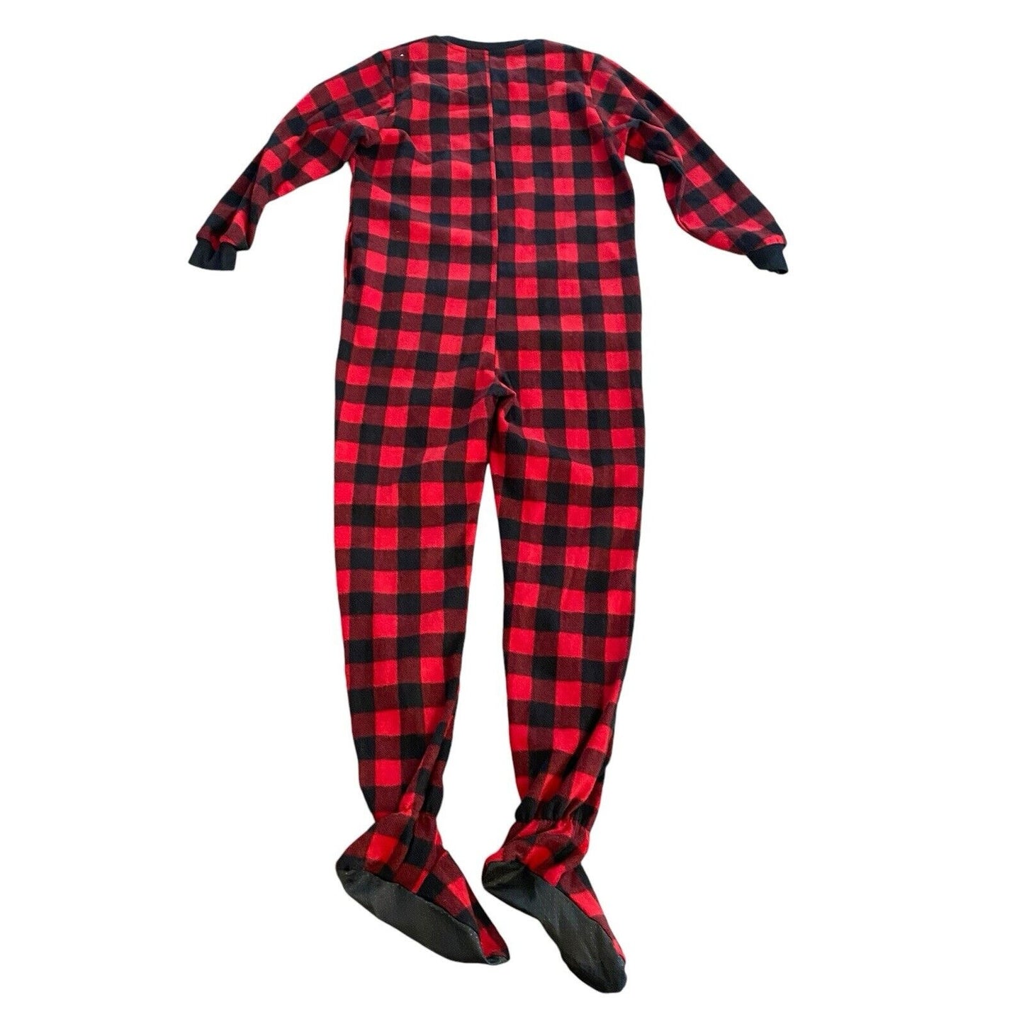 Sleepy Time Pjs Suit Womens Buffalo Check Footed Zip Long Pajamas Fleece Small