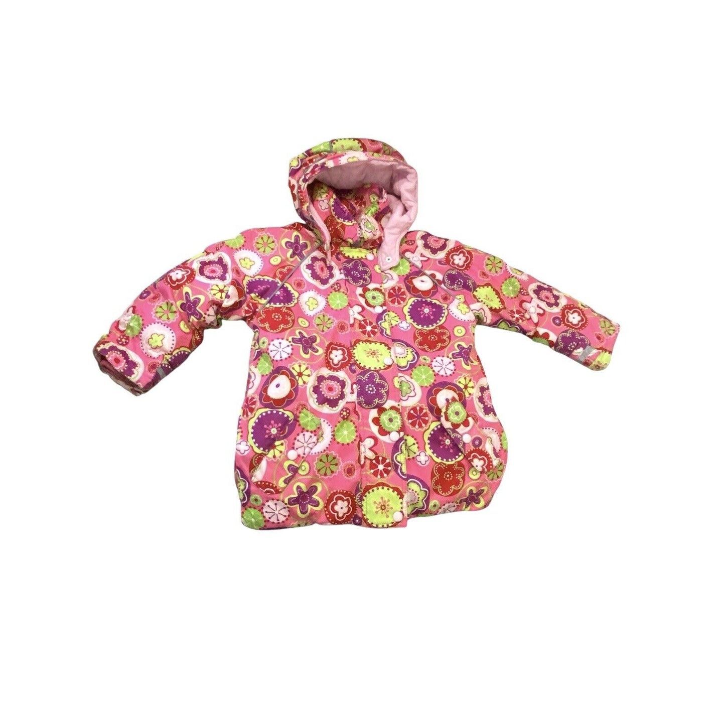 Hanna Andersson Size 110 (US 5) Ski Jacket Coat Flower Pink Hooded