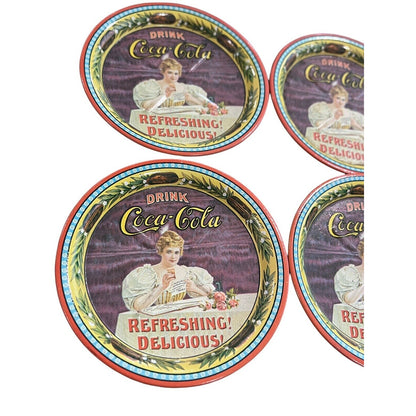 1976 Coca-Cola 75th Anniversary Metal Commemorative Coaster Set Of 4