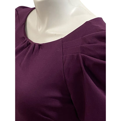 Jessica Simpson Purple Elbow Sleeve Pleated Rouched Sheath Dress Size 12