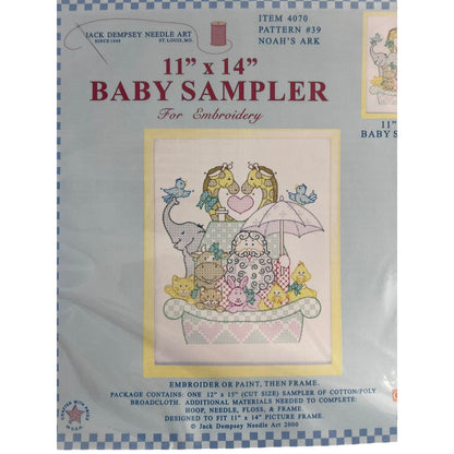Jack Dempsey Stamped Baby Sampler 11"X14" Noah's Ark 4070 Pattern #39