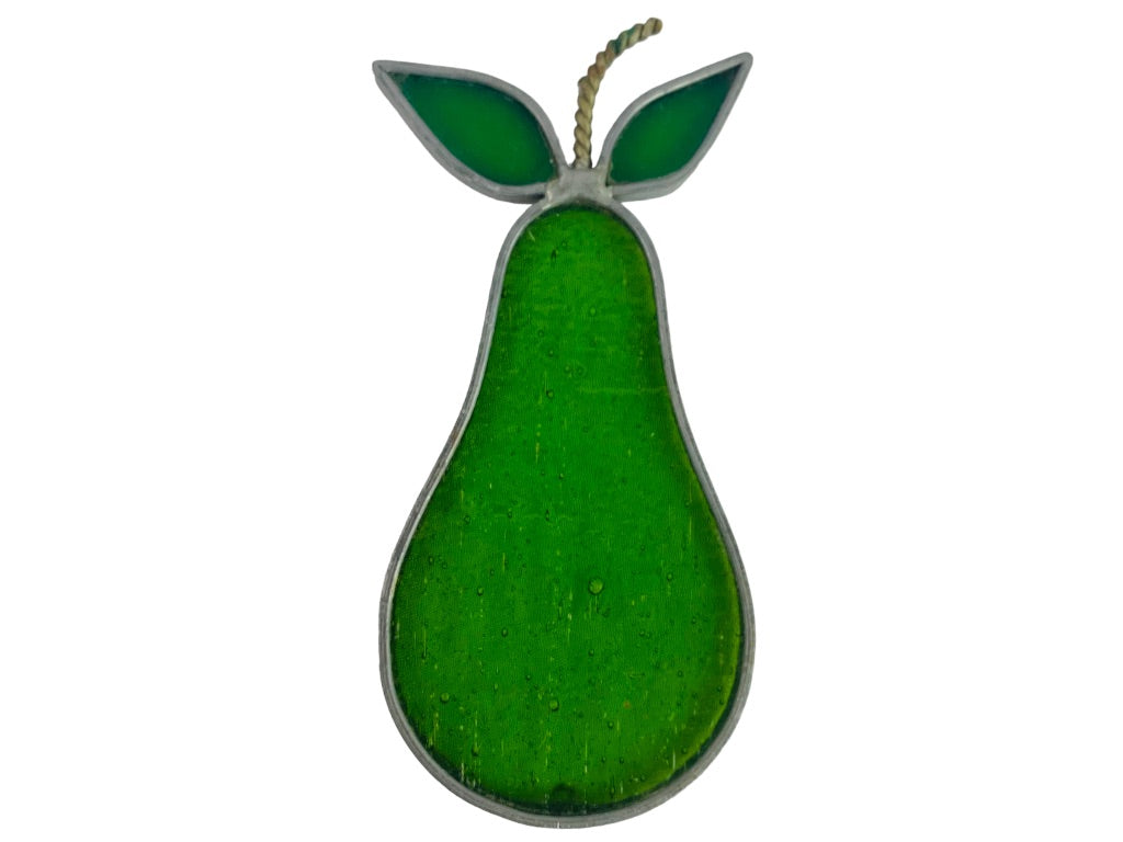 Green Pear Stained Glass Suncatcher Window Hanging Ornament 5 1/4" x 2 1/4"