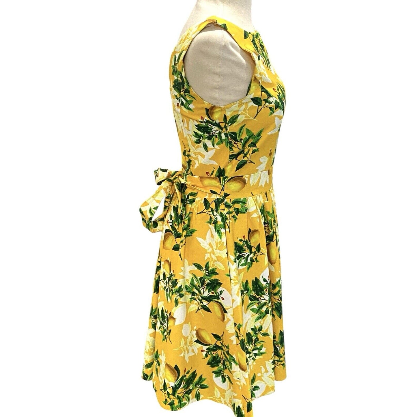 Lady Vintage Lemon Yellow Midi Summer Dress Sleeveless Hepburn Pockets