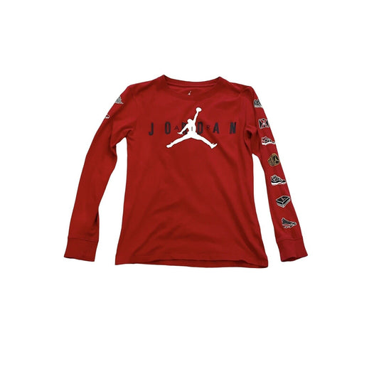 10-12 Year Youth Nike Air Jordan Long Sleeve Shirt Graphic Sleeves Red