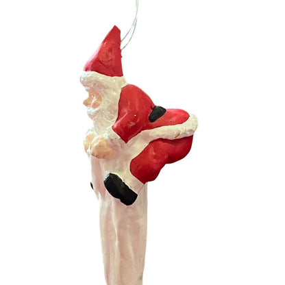 Santa Claus Icicle Resin Painted Christmas Ornament Holiday Cute Whimsical